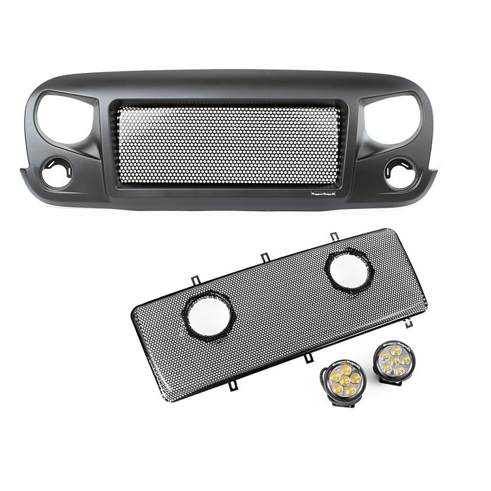 Rugged Ridge 12034.35 Spartan Grille Insert Kit, LED Lights; 07-18 Jeep Wrangler JK