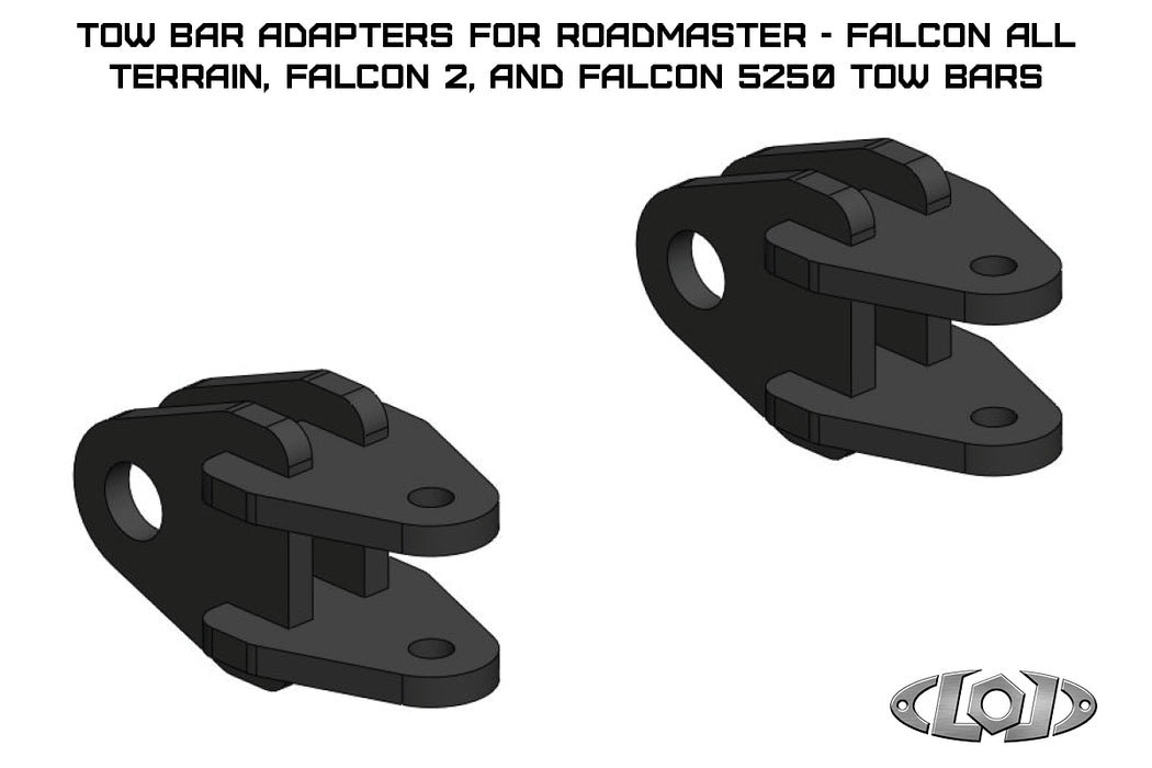 Tow Bar Adapters for Roadmaster Falcon All Terrain, Falcon 2, and Falcon 5250 Tow Bars (Black Powder Coated)