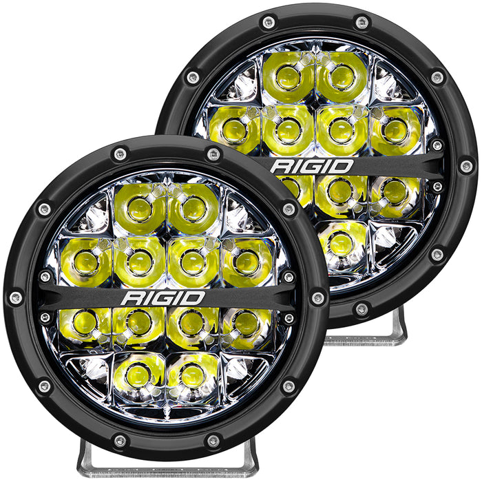 RIGID 360-Series 6 Inch Round LED Off-Road Light, Spot Beam Pattern for High Speeds, White Backlight, Pair