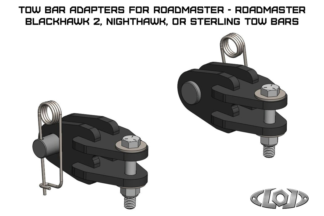 Tow Bar Adapters for Roadmaster Blackhawk 2, Nighthawk, or Sterling Tow Bars (Black Powder Coated)