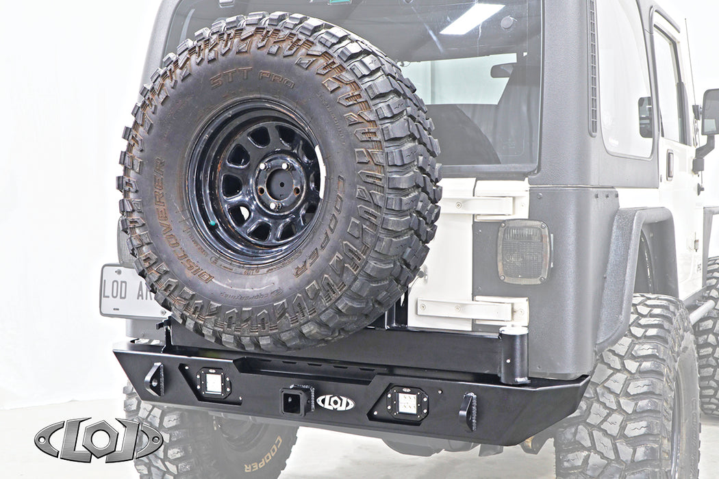 TJ/LJ/YJ Destroyer Rear Bumper w/ Tire Carrier (Black Powder Coated)