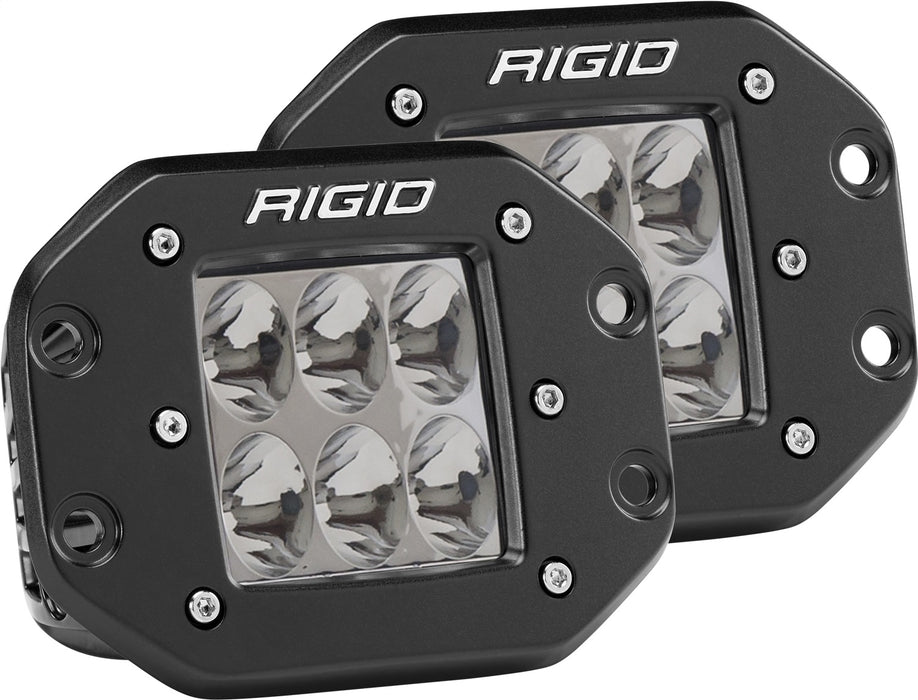 RIGID D-Series PRO LED Light, Driving Optic, Flush Mount, Black Housing, Pair