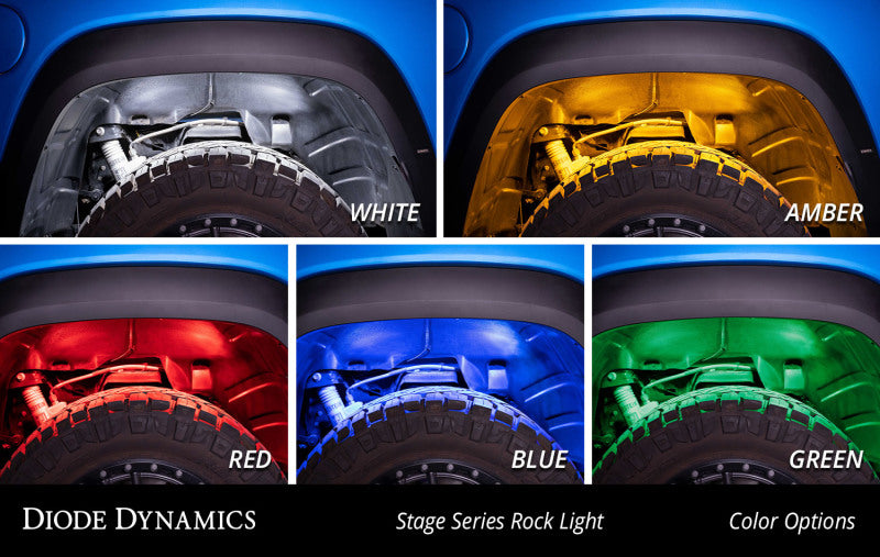 Diode Dynamics Stage Series Single Color LED Rock Light - Amber M8 (4-pack)