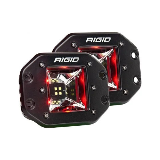 RIGID Industries 68212 RIGID Radiance Scene Light W/Red Backlight, Flush Mount, Black Housing, Pair