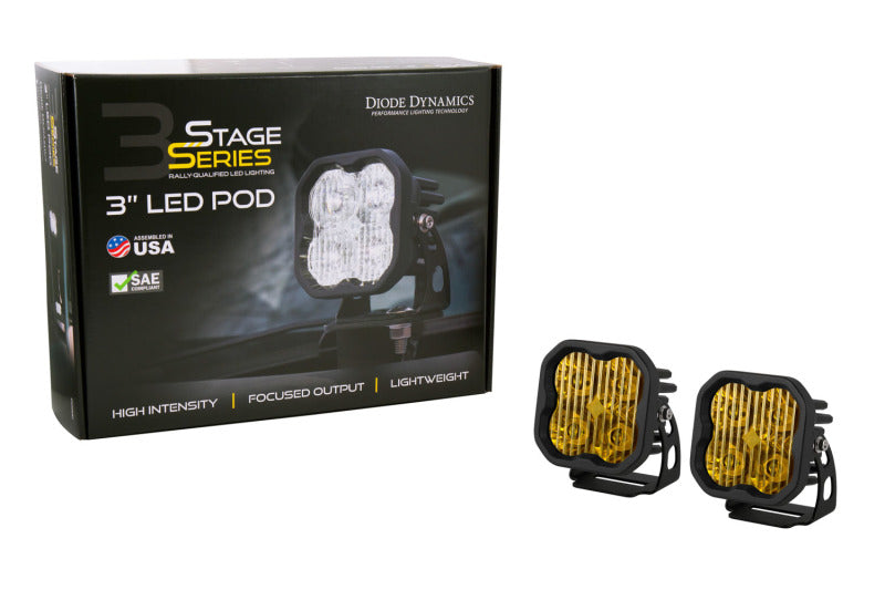 Diode Dynamics SS3 LED Pod Pro - Yellow Flood Standard (Pair)