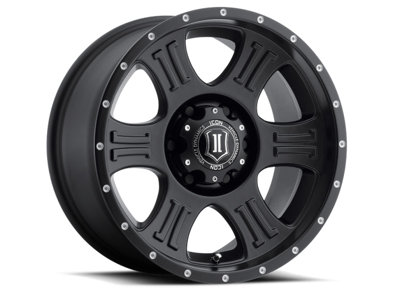 ICON Shield 17x8.5 6x5.5 0mm Offset 4.75in BS 106.1mm Bore Satin Black Wheel