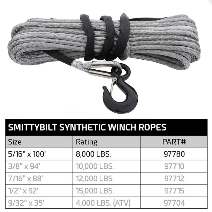 Smittybilt 97780 XRC Synthetic Rope - 8,000 Lb. - 11/32" X 100Ft