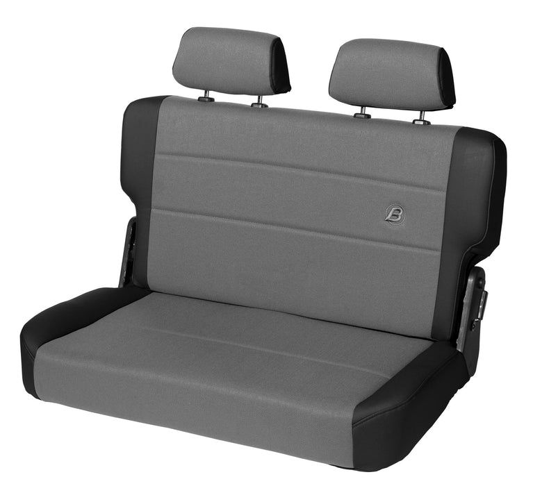 Trailmax II Fold-N-Tumble Seat - 55-83 CJ5 / 76-86 CJ7 / 87-95 Wrangler YJ; Rear (Center Fabric Insert; Black Denim)