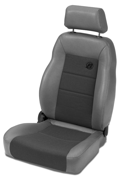 Trailmax II Pro Seat - 76-86 CJ7 / 87-95 Wrangler YJ / 97-06 Wrangler TJ; Front Driver Side (Center Fabric Insert; Charcoal/Gray)