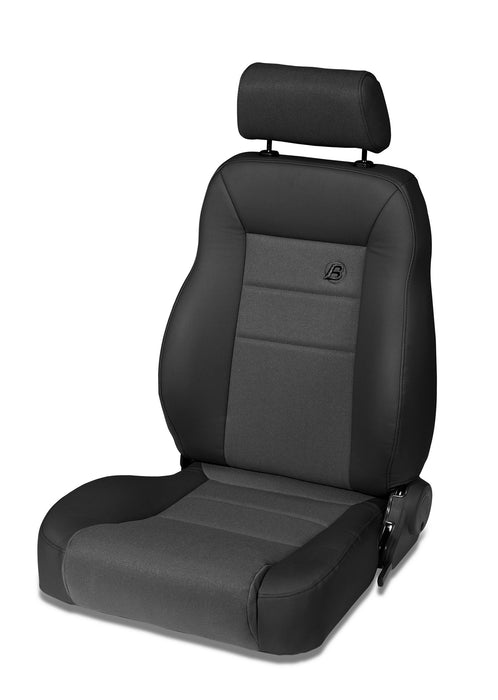 Trailmax II Pro Seat - 76-86 CJ7 / 87-95 Wrangler YJ / 97-06 Wrangler TJ; Front Driver Side (Center Fabric Insert; Black Denim)