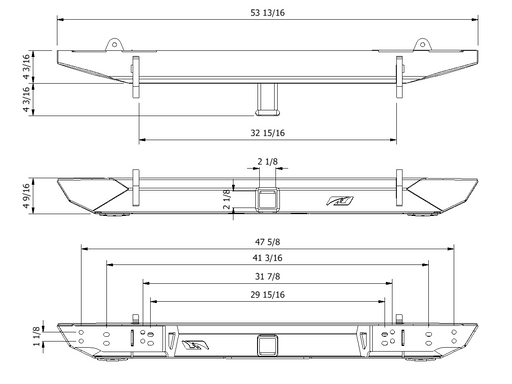 Rear Rock Crawler Bumper w/receiver for Jeep CJ / YJ / TJ / LJ - Motobilt