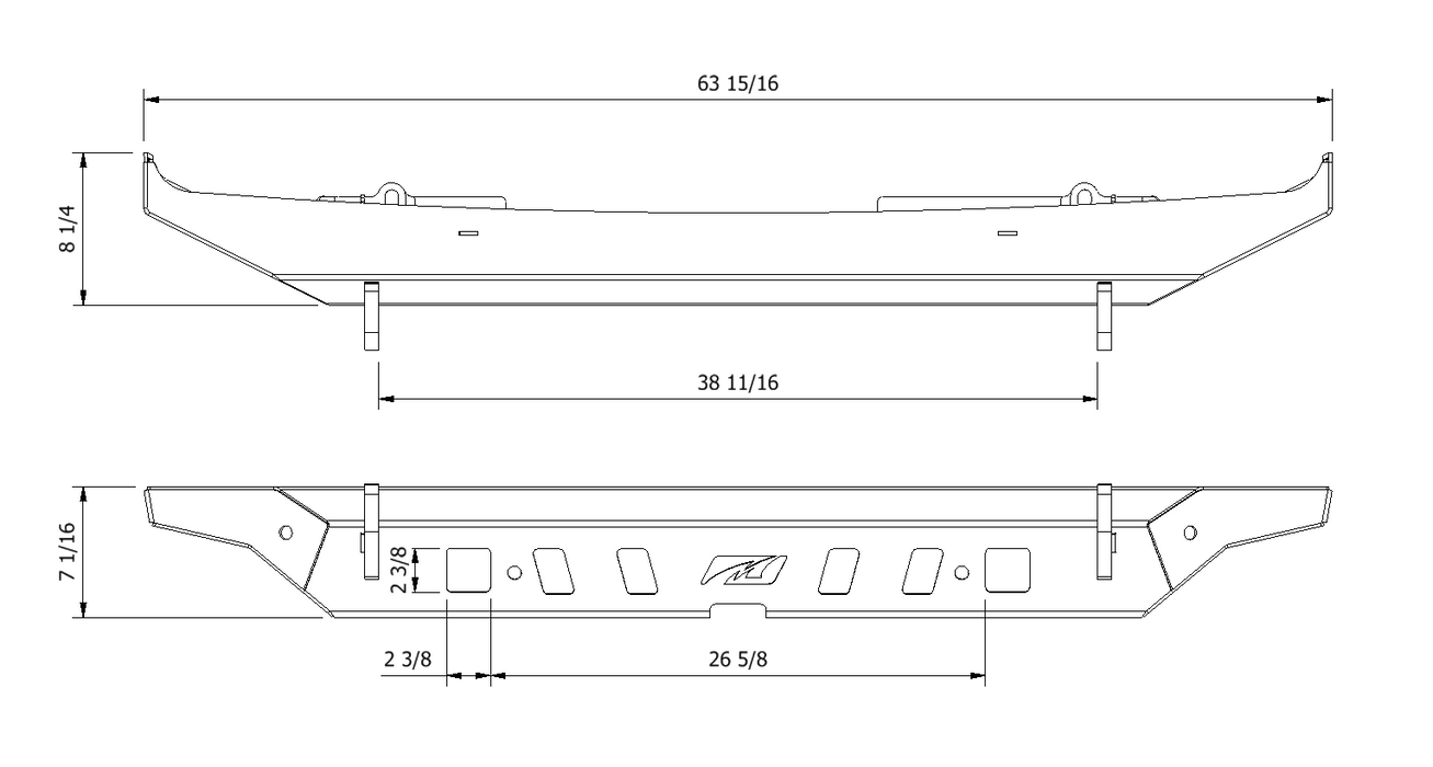 Rear Crusher Bumper w/Light Mounts Without Spare Cutout for Jeep JL - Motobilt