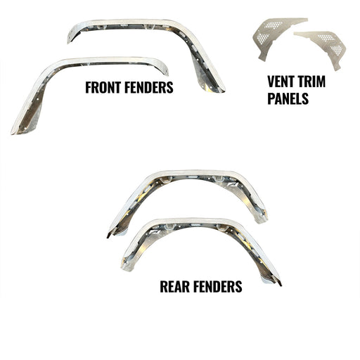 Aluminum Front and Rear Fender Flare Package for Jeep JL/JLU - Motobilt
