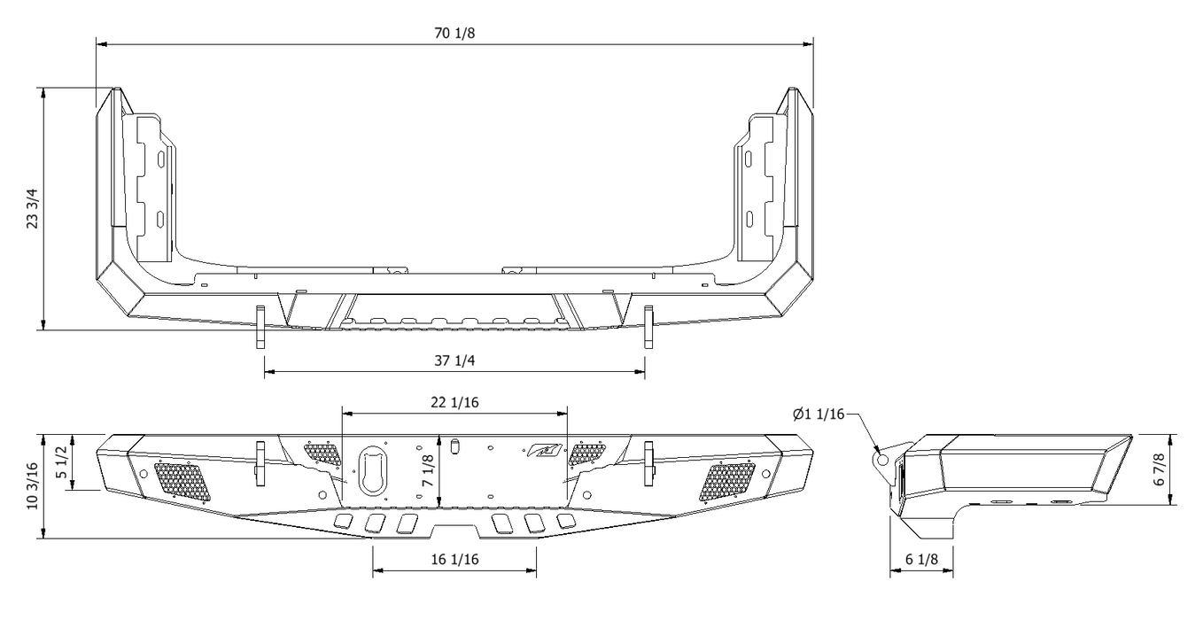 Crusher Rear Bumper for Jeep JT Gladiator - Motobilt