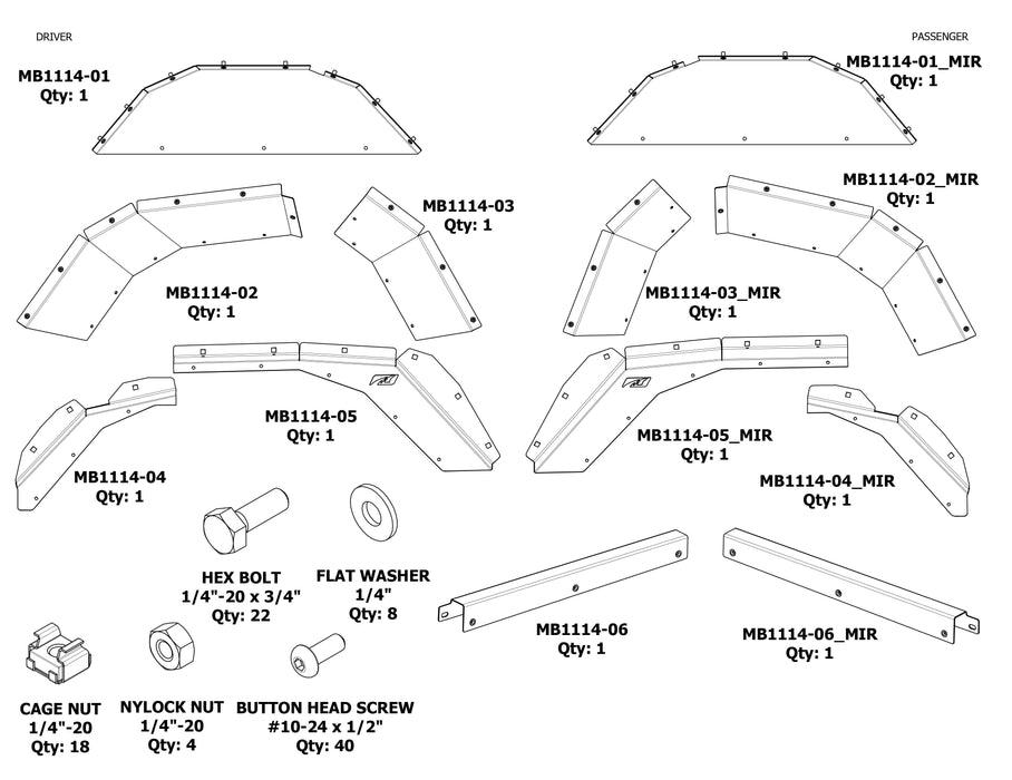 Rear Aluminum Inner Fenders for Jeep JT Gladiator - Motobilt