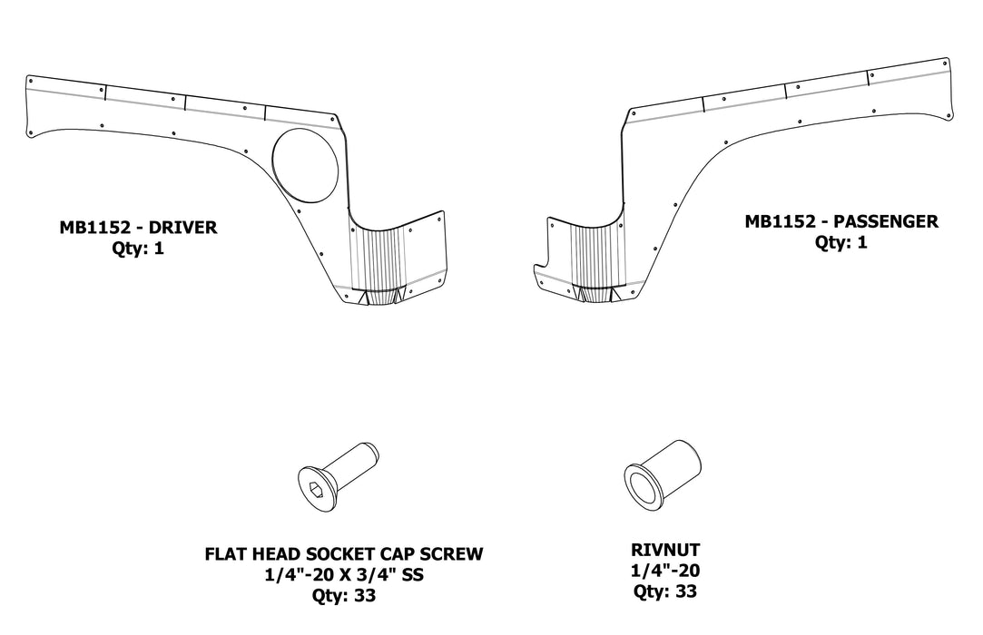 Rear Corner Armor for Jeep JLU 4 Door - Motobilt