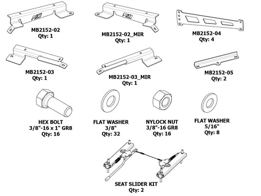 Adjustable Front Seat Mounts for JLU - Motobilt