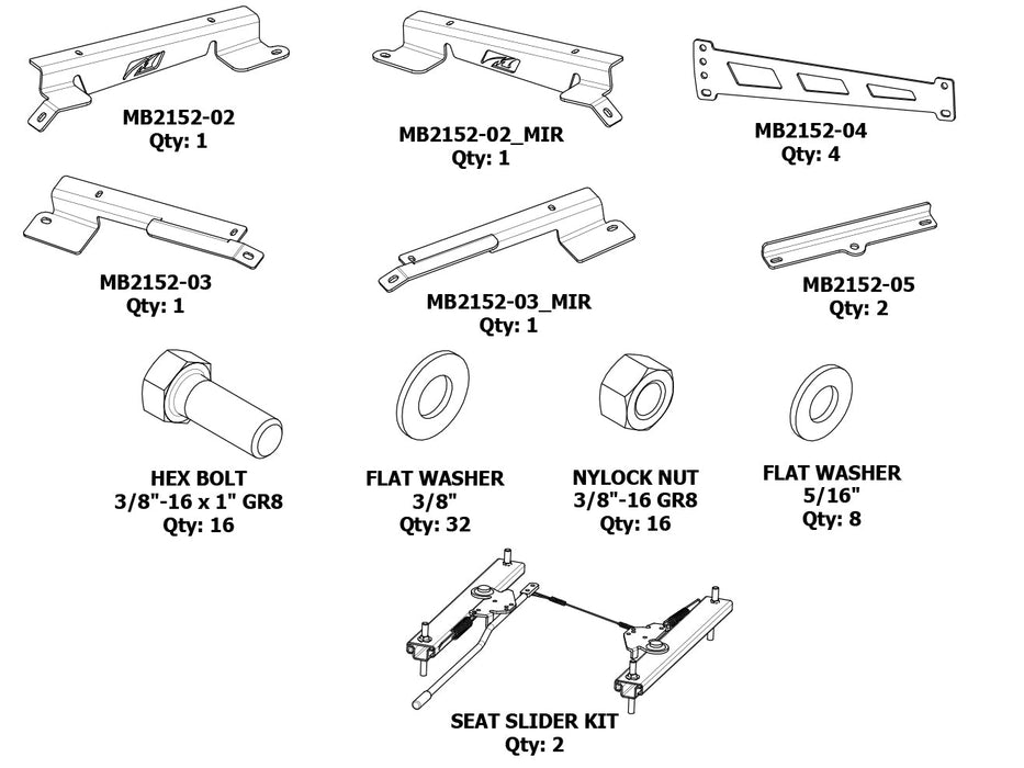 Adjustable Front Seat Mounts for JLU - Motobilt