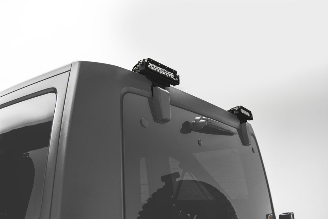 ~(7 lbs. 27X10X6)~ 2007-2017 JEEP WRANGLER JK : Rear Window Hinges Hard Top Models Bolt-On 6 IN Single Row Slim Line Led Mount KIT - with Two 30 Watt 6 IN Combo Beam Led Lights - Includes Universal Wiring Harness - for illumination of Rear of your JEEP