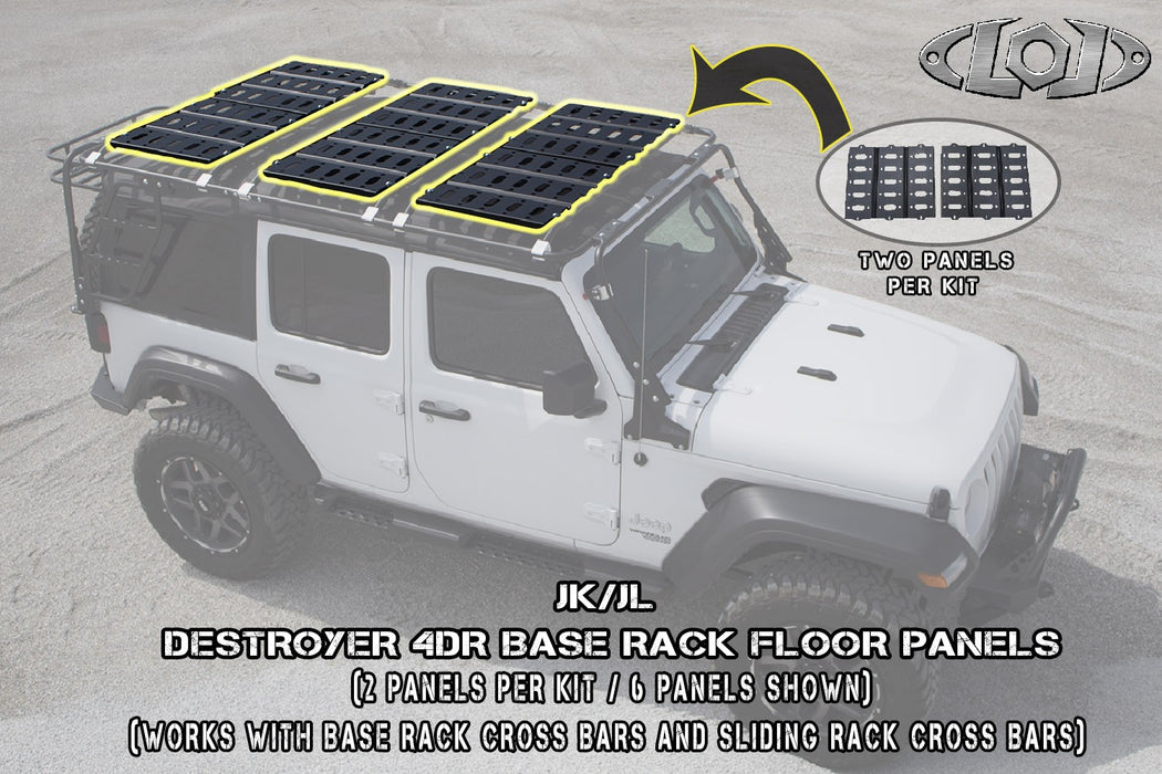 Destroyer Roof Rack Aluminum Floor Kit (2pcs) (Black Powder Coated)