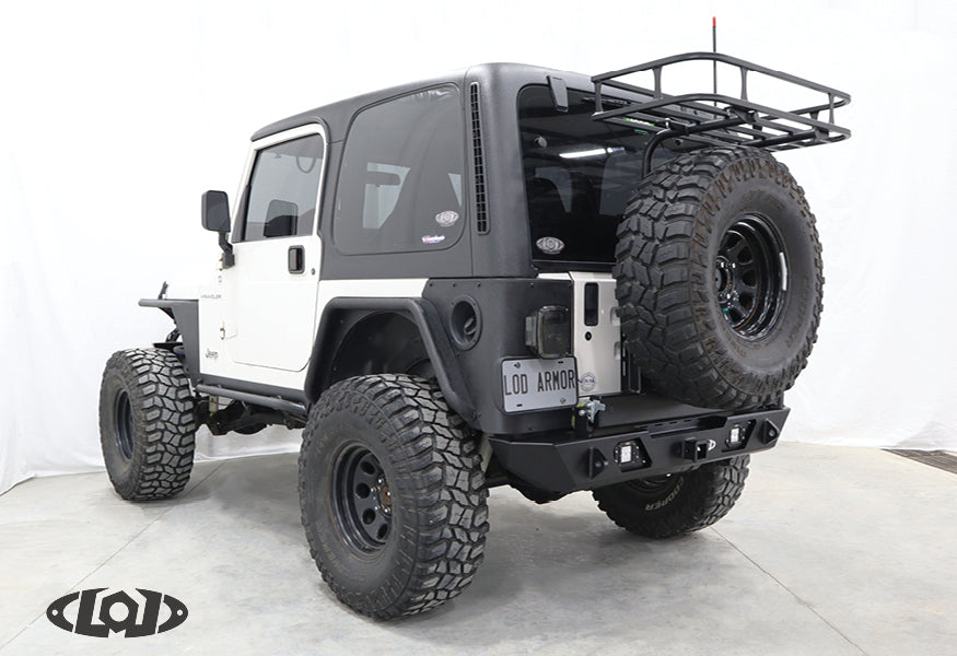 TJ/LJ/YJ Destroyer Rear Bumper w/ Tire Carrier (Black Powder Coated)
