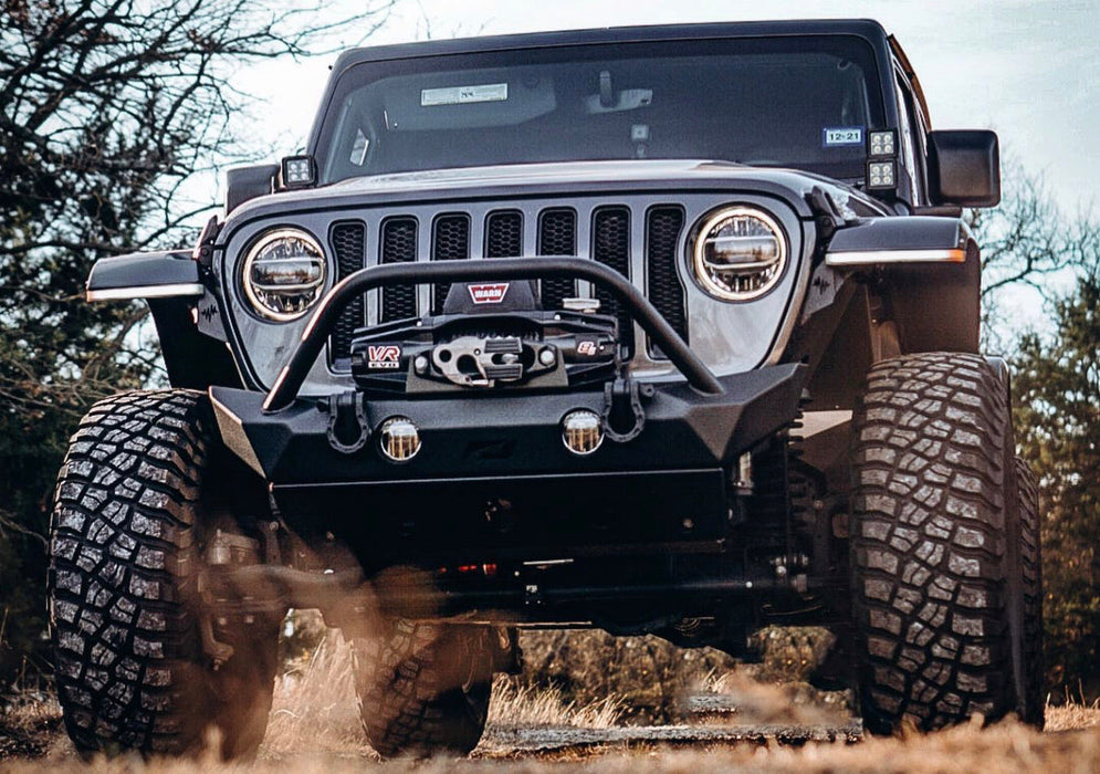 Hammer Front Bumper w/ Bull Bar, Fog Mounts & Skid Plate for Jeep JL / JT - Motobilt