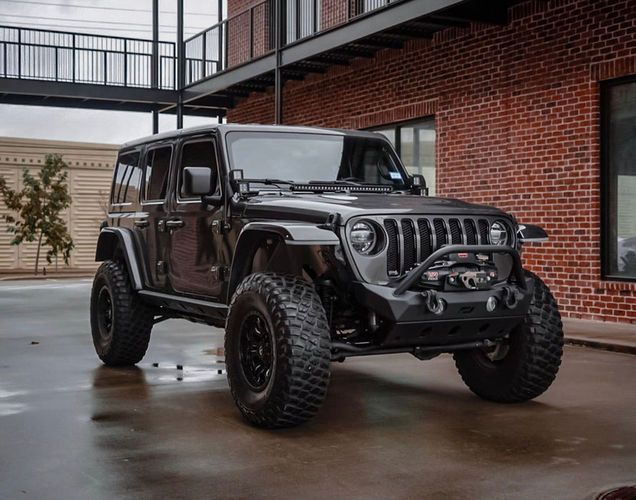 Hammer Front Bumper w/ Bull Bar, Fog Mounts & Skid Plate for Jeep JL / JT - Motobilt